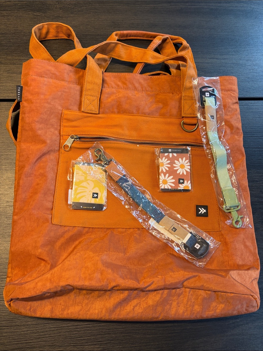 Thread Wallets Honey Utility Tote Bag + 4 New Accessories Bundle